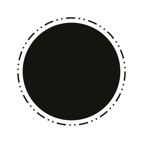 Archipic app icon: a black disc inside a dash-dot ring